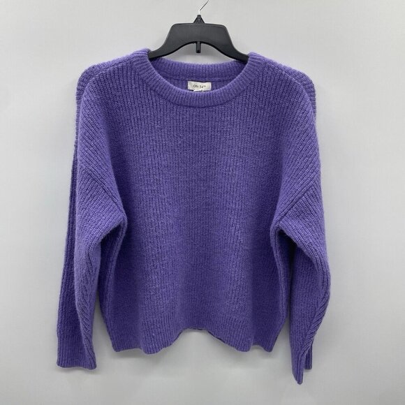 On 34th Womens Plus Size 0X Chunky-Knit Crewneck Sweater Bright Iris Purple 160 - Picture 1 of 7